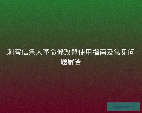 刺客信条大革命修改器使用指南及常见问题解答 刺客信条大革命修改器使用指南及常见问题解答