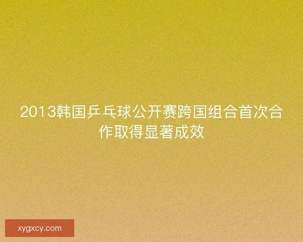 2013韩国乒乓球公开赛跨国组合首次合作取得显著成效
