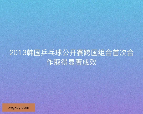2013韩国乒乓球公开赛跨国组合首次合作取得显著成效 2013韩国乒乓球公开赛跨国组合首次合作取得显著成效