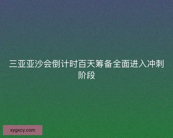 三亚亚沙会倒计时百天筹备全面进入冲刺阶段 三亚亚沙会倒计时百天筹备全面进入冲刺阶段